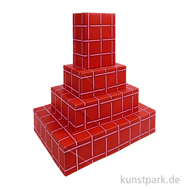 Artikelbild 1 des Artikels “Geschenkschachtel Set - Raster, Rot, 4 Stück “