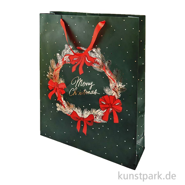 Artikelbild 1 des Artikels “Geschenktüte - Christmas, Schleifen, Kranz, 33 x 45 x 10 cm “