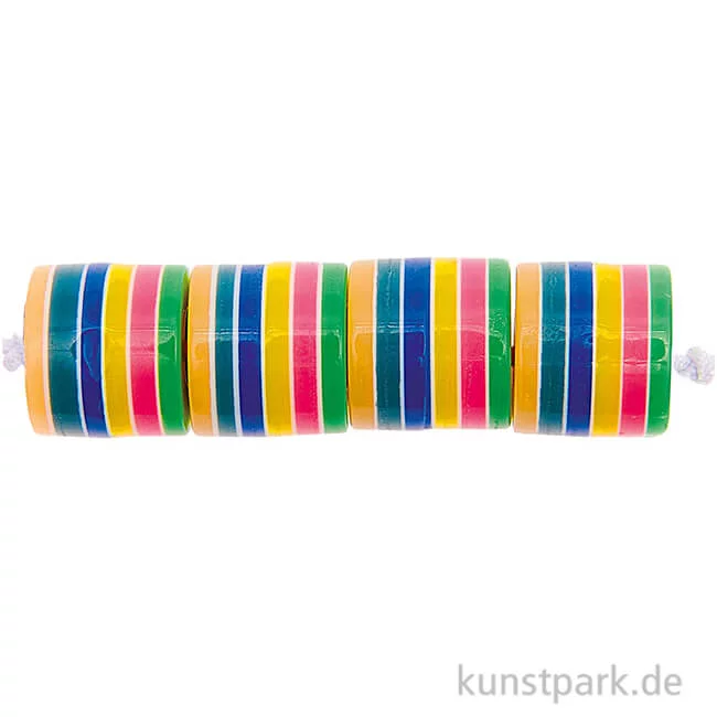 Artikelbild 1 des Artikels “Gestreifte Zylinderperlen, Rainbow Pastell, 9 x 10 mm, 21 Stück “