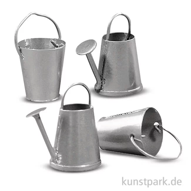 Artikelbild 1 des Artikels “Mini Gießkanne und Eimer aus Metall, 2-3 cm, 4 Stück “