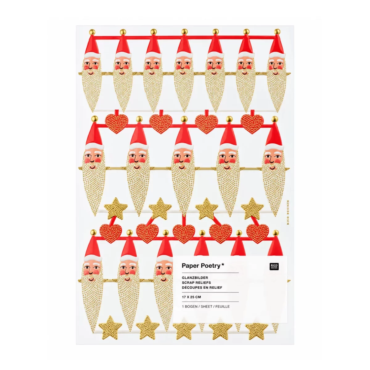Artikelbild 1 des Artikels “Glanzbilder - Weihnachtsmann, 1 Bogen, 17 x 25 cm “