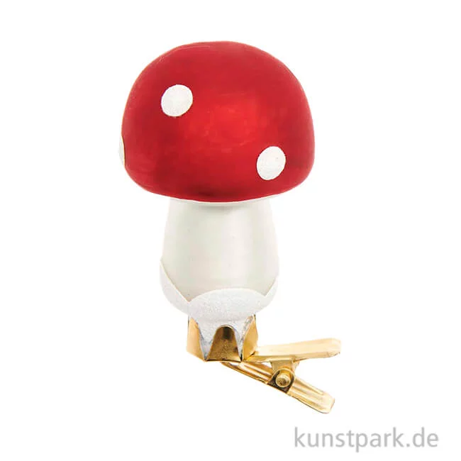Artikelbild 1 des Artikels “Glas-Clip Fliegenpilz, Rund, Glitter 3,5 x 3,5 x 7,5 cm “