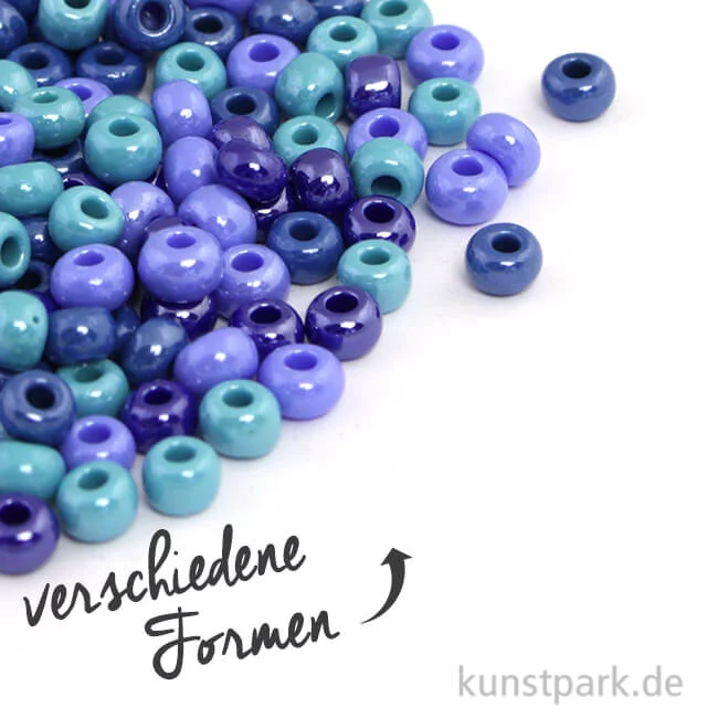 Artikelbild 1 des Artikels “Glas-Großlochradl Blau-Türkis Mix, opak, 55 g “