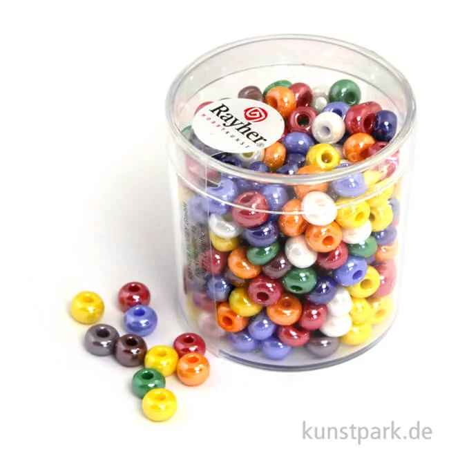 Artikelbild 1 des Artikels “Glas-Großlochradl gemischte Farben, opak, 55 g Dose | 5,4 mm“