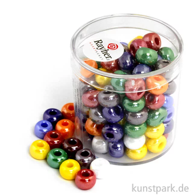 Artikelbild 1 des Artikels “Glas-Großlochradl gemischte Farben, opak, 55 g Dose | 8,7 mm“