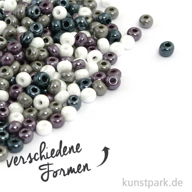 Artikelbild 1 des Artikels “Glas-Großlochradl Grau-Lila-Weiß Mix, opak, 55 g “