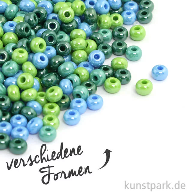 Artikelbild 1 des Artikels “Glas-Großlochradl Grün-Blau Mix, opak, 55 g “
