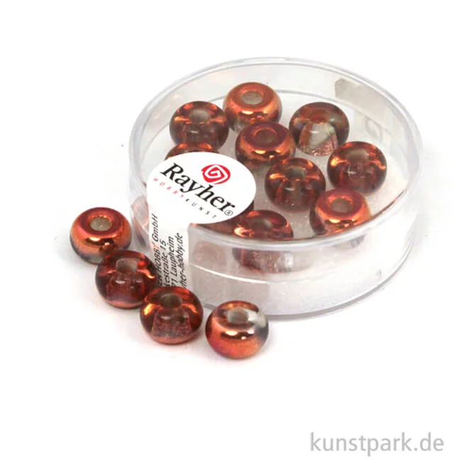 Artikelbild 1 des Artikels “Glas-Großlochradl transparent metallic - 9 mm - 14 Stück Dose | Brillant Kupfer“