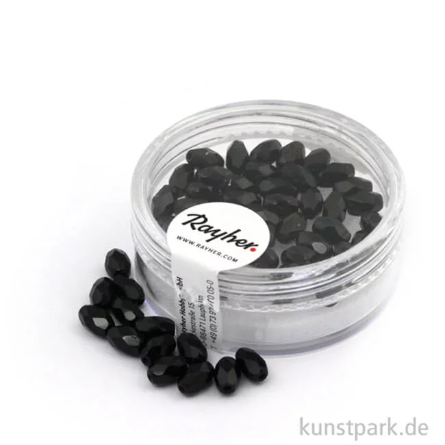 Artikelbild 1 des Artikels “Glas Schliffperle OLIVE irisierend - 6x4 mm - 50 Stück Dose | Schwarz - Nicht Irisierend“