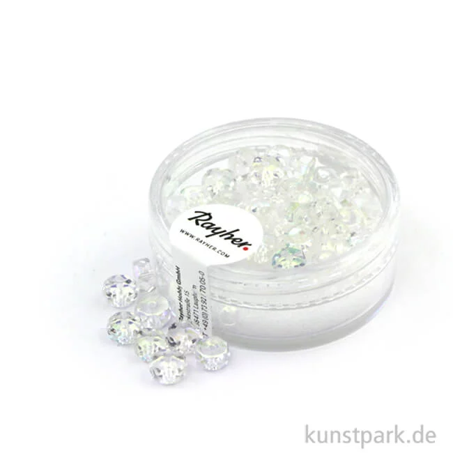 Artikelbild 1 des Artikels “Glas Schliffperle RADL irisierend - 6x3 mm - 40 Stück Dose | Bergkristall“