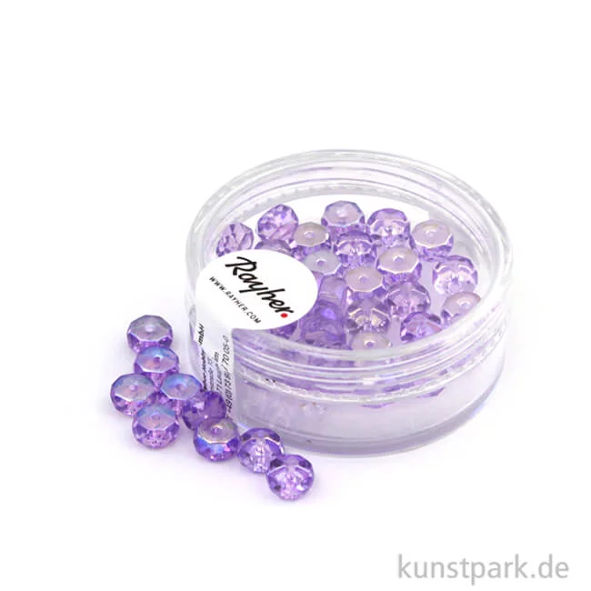 Artikelbild 1 des Artikels “Glas Schliffperle RADL irisierend - 6x3 mm - 40 Stück Dose | Flieder“