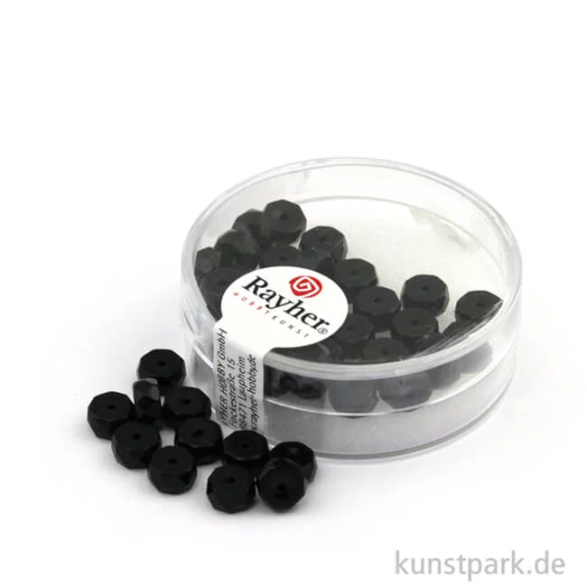 Artikelbild 1 des Artikels “Glas Schliffperle RADL irisierend - 6x3 mm - 40 Stück Dose | Schwarz - Nicht Irisierend“