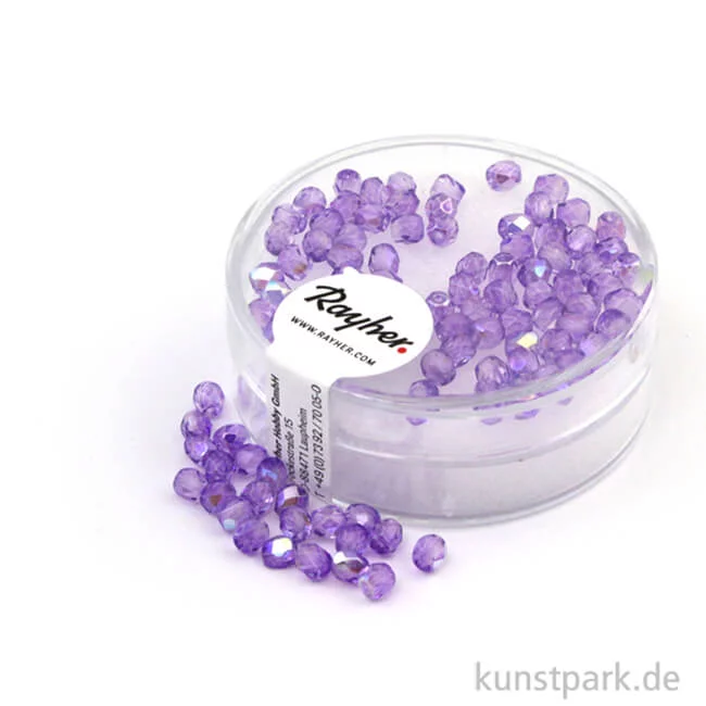 Artikelbild 1 des Artikels “Glas Schliffperlen irisierend - 3 mm - 100 Stück Dose | Flieder“