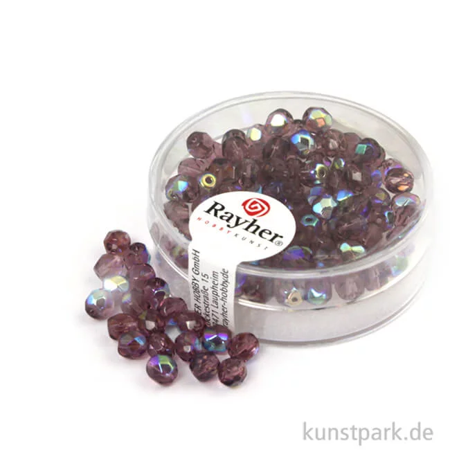 Artikelbild 1 des Artikels “Glas Schliffperlen irisierend - 4 mm - 100 Stück Dose | Amethyst“