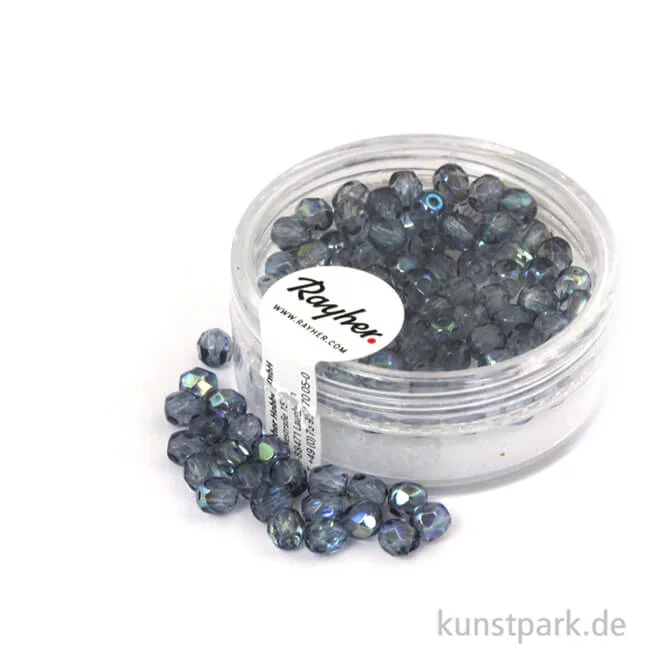 Artikelbild 1 des Artikels “Glas Schliffperlen irisierend - 4 mm - 100 Stück Dose | Blaugrau“