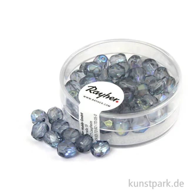 Artikelbild 1 des Artikels “Glas Schliffperlen irisierend - 6 mm - 50 Stück Dose | Blaugrau“