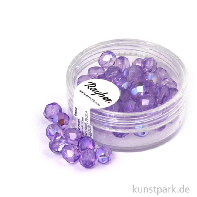Artikelbild 1 des Artikels “Glas Schliffperlen irisierend - 6 mm - 50 Stück Dose | Flieder“