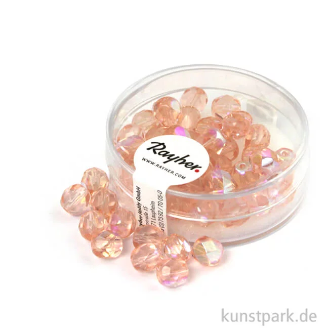 Artikelbild 1 des Artikels “Glas Schliffperlen irisierend - 6 mm - 50 Stück Dose | Rosenquarz“