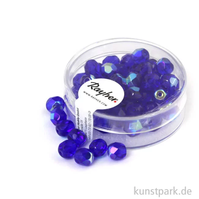 Artikelbild 1 des Artikels “Glas Schliffperlen irisierend - 6 mm - 50 Stück Dose | Saphir“
