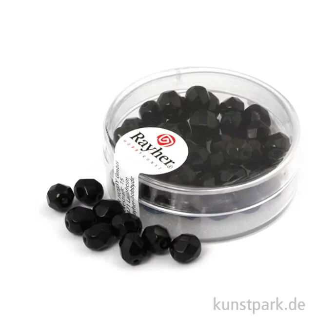 Artikelbild 1 des Artikels “Glas Schliffperlen irisierend - 6 mm - 50 Stück Dose | Schwarz - Nicht Irisierend“