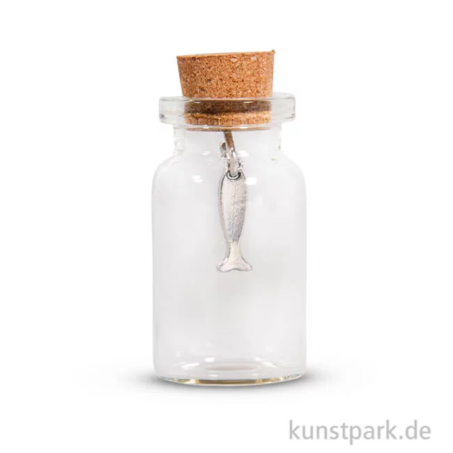 Artikelbild 1 des Artikels “Glasfläschchen mit Charm, Höhe 4,5 cm, 4 Stück Fisch“