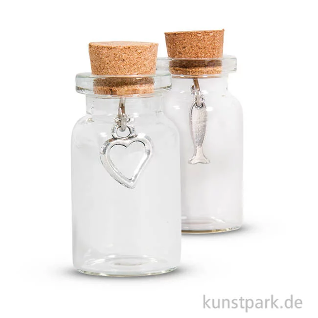 Artikelbild 1 des Artikels “Glasfläschchen mit Charm, Höhe 4,5 cm, 4 Stück “