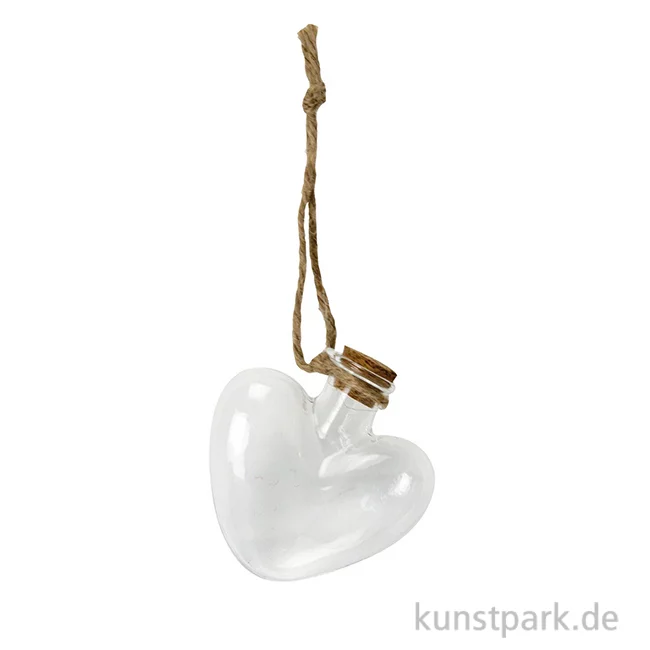 Artikelbild 1 des Artikels “Glasfläschchen zum Hängen - Herz, 5,5 x 6 x 2 cm “