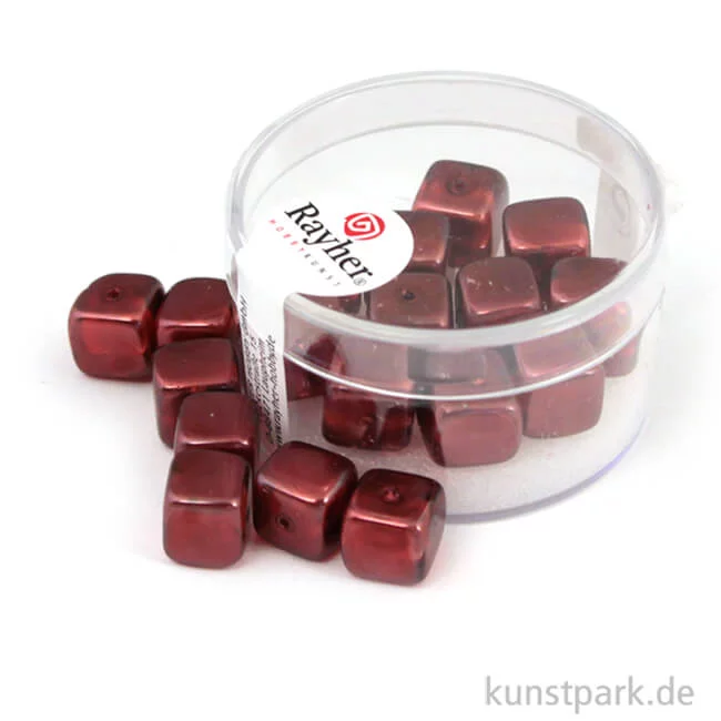 Artikelbild 1 des Artikels “Glasperlen-Würfel - 8x9 mm - 18 Stück Dose | Burgund“