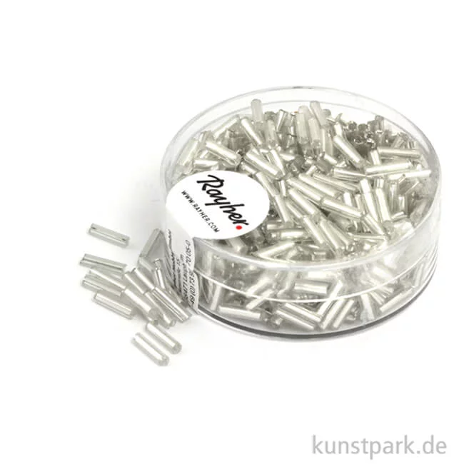Artikelbild 1 des Artikels “Glasstifte mit Silbereinzug - 7x2 mm - 15 g Dose | Silber“