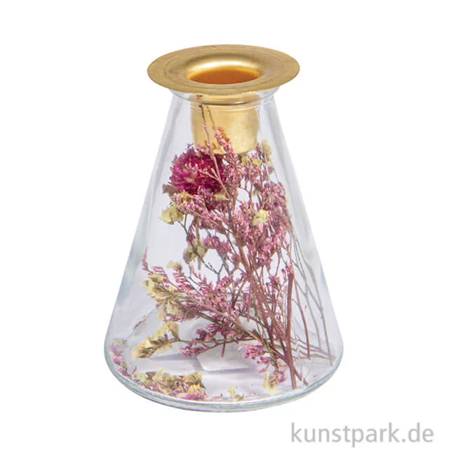 Artikelbild 1 des Artikels “Glasvase mit Trockenblumen + Kerzenhalter für Stabkerze, ø 8 x 12,5 cm “