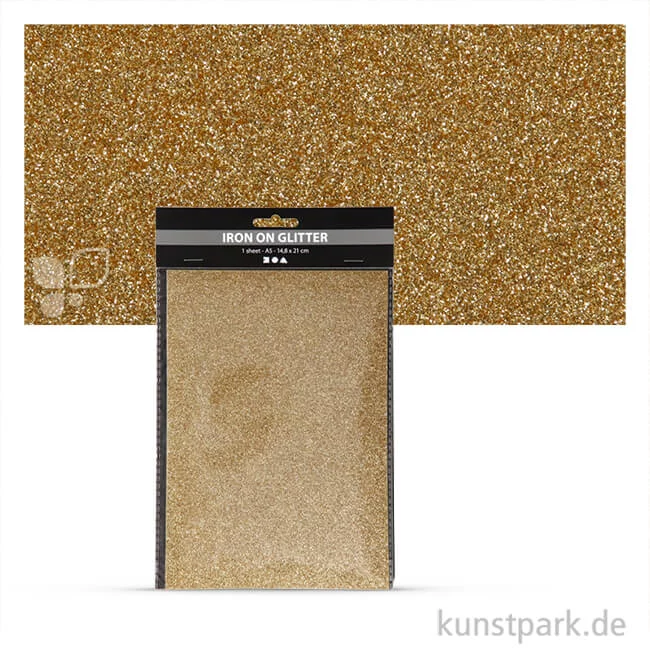 Artikelbild 1 des Artikels “Glitter Transferfolie zum Aufbügeln DIN A5 14,8 x 21 cm | Gold“