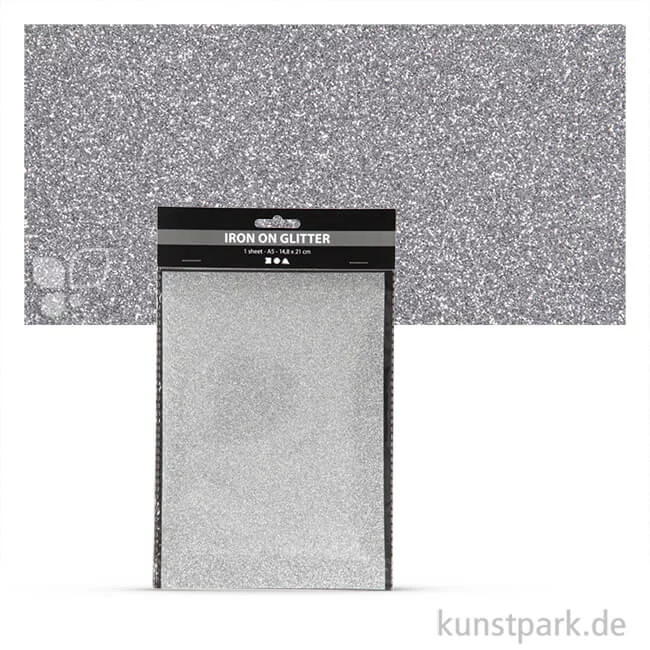 Artikelbild 1 des Artikels “Glitter Transferfolie zum Aufbügeln DIN A5 14,8 x 21 cm | Silber“