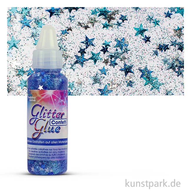 Artikelbild 1 des Artikels “Glitterglue Confetti Klebstoff 53 ml Einzelfarbe | Sterne blau-silber“