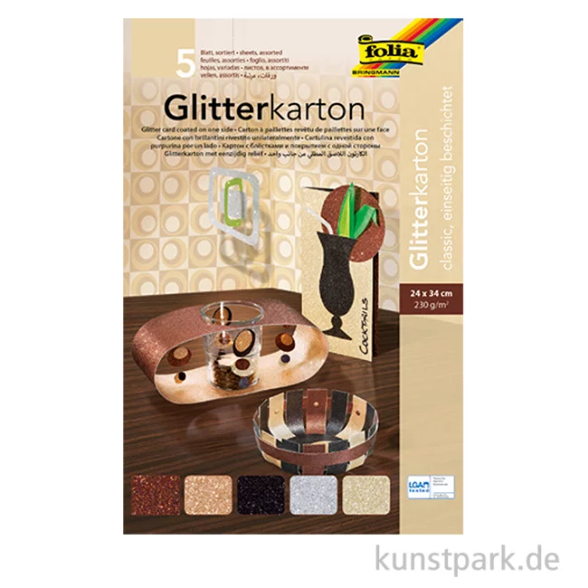 Artikelbild 1 des Artikels “Glitterkarton Classic, 24 x 34 cm, 5 Blatt farbig sortiert, 300g/m² “