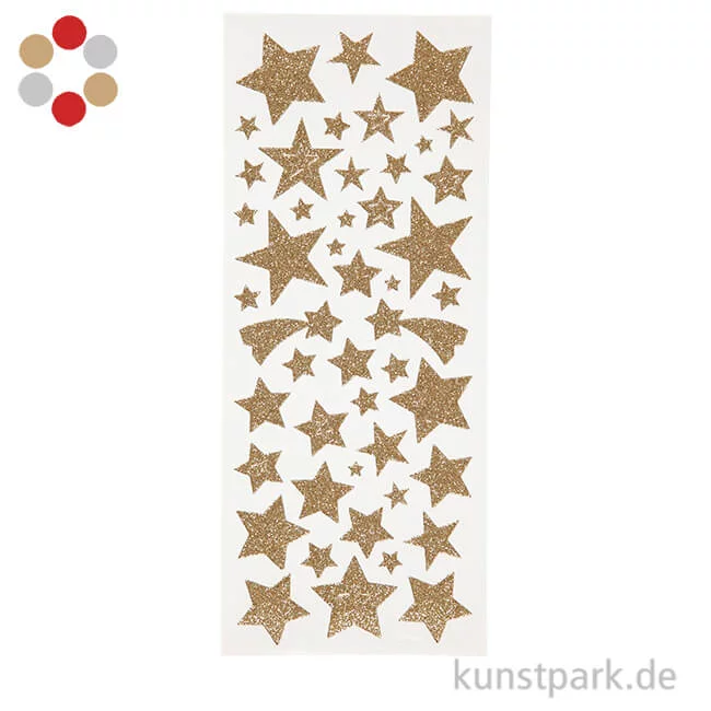 Artikelbild 1 des Artikels “Glitzer-Sticker Sterne, 2 Blatt mit verschiedenen Motiven “