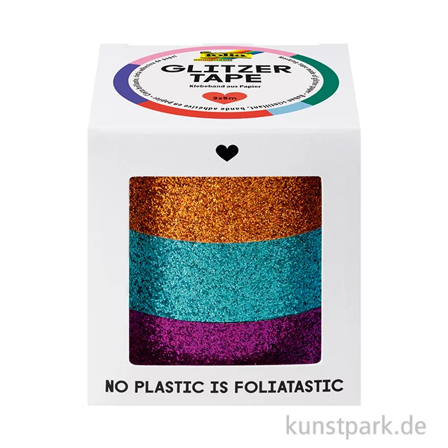 Artikelbild 1 des Artikels “Glitzer-Tape - Kupfer-Türkis-Violett, 3er-Set, 15 mm, 5 m “