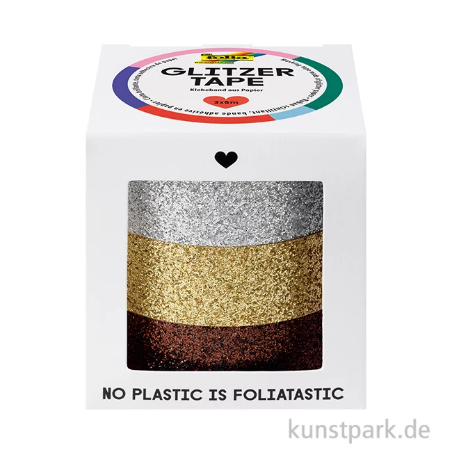 Artikelbild 1 des Artikels “Glitzer-Tape - Silber-Gold-Braun, 3er-Set, 15 mm, 5 m “