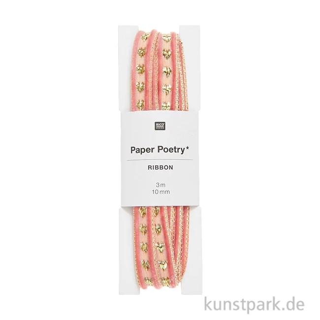 Artikelbild 1 des Artikels “Glitzerband - Samt, Herzen, Rosa, 10 mm x 3 Meter “