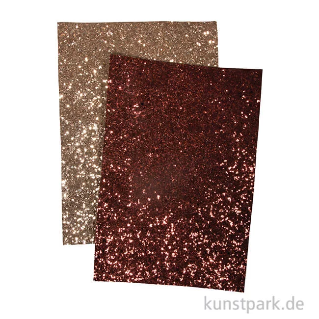 Artikelbild 1 des Artikels “Glitzerstoff - Gold & Nougat, 2 Stück, 14,8 x 21 cm “