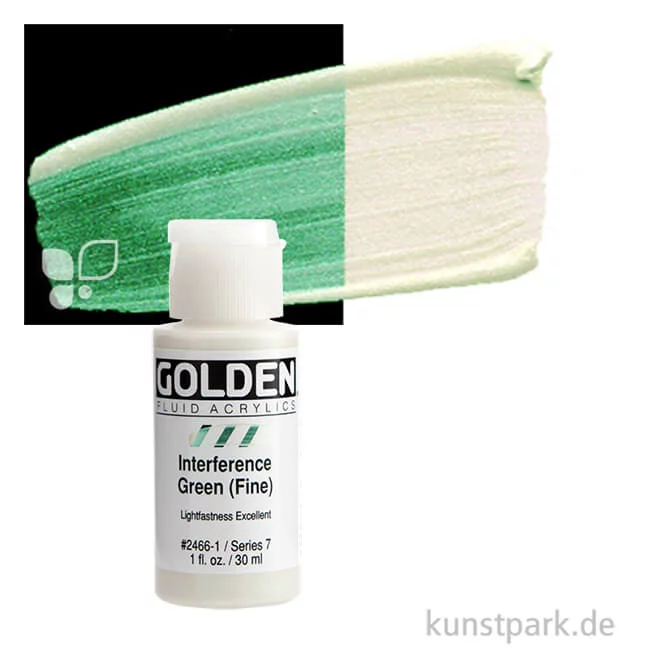 Artikelbild 1 des Artikels “GOLDEN Fluid Acrylics, Flüssige Acrylfarben 30 ml | 2466 Interference Green“
