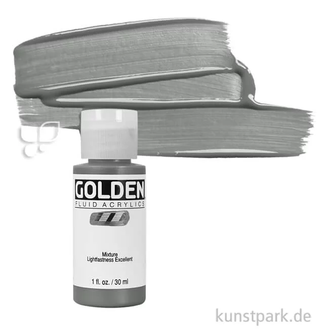 Artikelbild 1 des Artikels “GOLDEN Fluid Acrylics, Flüssige Acrylfarben 30 ml | 2458 Iridescent Stainless Steel (Coarse)“