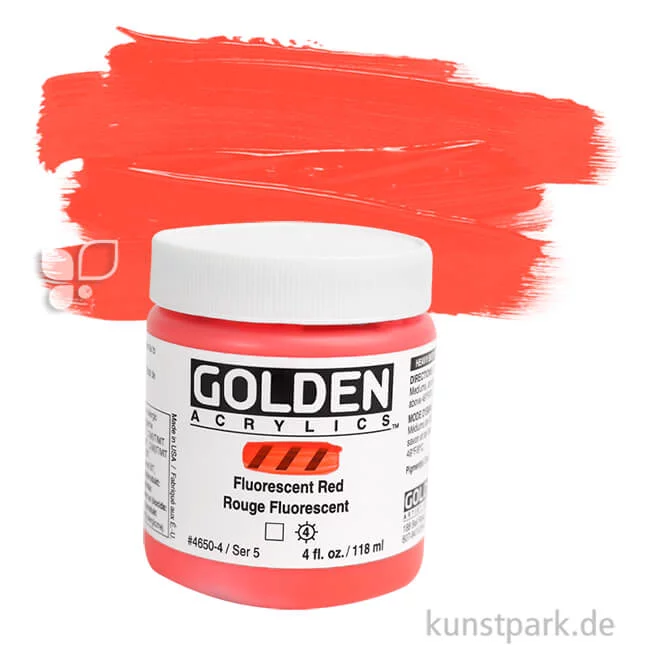 Artikelbild 1 des Artikels “GOLDEN Fluorescent Leuchtfarbe, Fluoreszierende Acrylfarbe, 119 ml Einzelfarbe | Red“