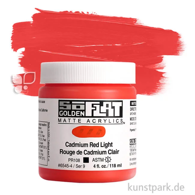 Artikelbild 1 des Artikels “GOLDEN SoFlat - Matte Acrylfarbe 118 ml | Cadmium Red Light“
