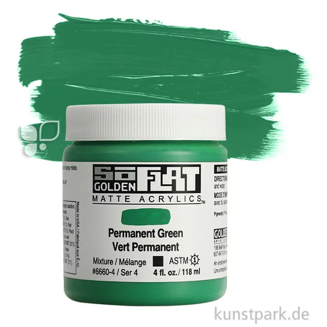 Artikelbild 1 des Artikels “GOLDEN SoFlat - Matte Acrylfarbe 118 ml | Permanent Green“