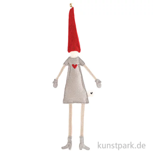 Artikelbild 1 des Artikels “Good old friends - Magnetwichtel, Graues Kleid, Herz Rot “