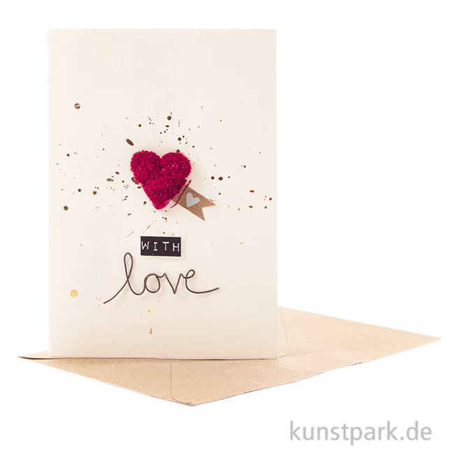 Artikelbild 1 des Artikels “Good old friends - PompPomkarte, Rotes Herz, With love “