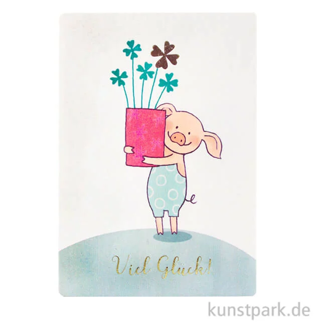 Artikelbild 1 des Artikels “Good old friends - Saubande Postkarte, Kleeblätter, Viel Glück “