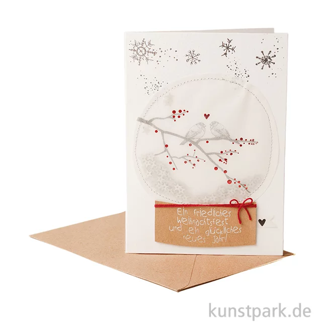 Artikelbild 1 des Artikels “Good old friends - Schneekugelkarte, Ast, Vögel “