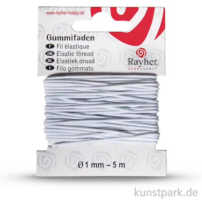 Artikelbild 1 des Artikels “Gummifaden, 1 mm, 5 Meter Weiß“