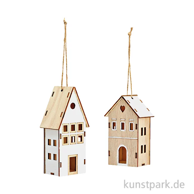 Artikelbild 1 des Artikels “Hänger Haus aus Holz, Natur / Weiß, Sortiert, 5 x 10-13 x 4 cm “